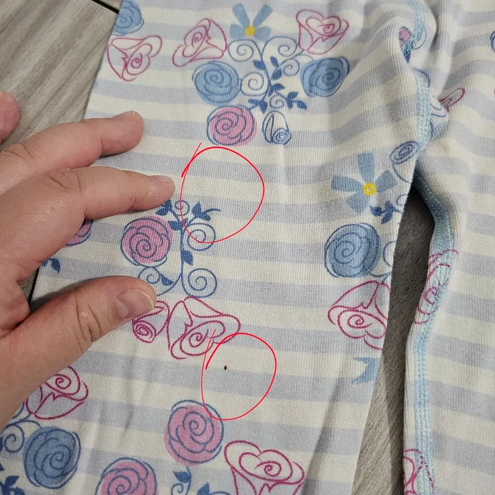 Hanna Andersson Pajama Set Disney Cinderella White Blue Long Sleeve Girls 6 7